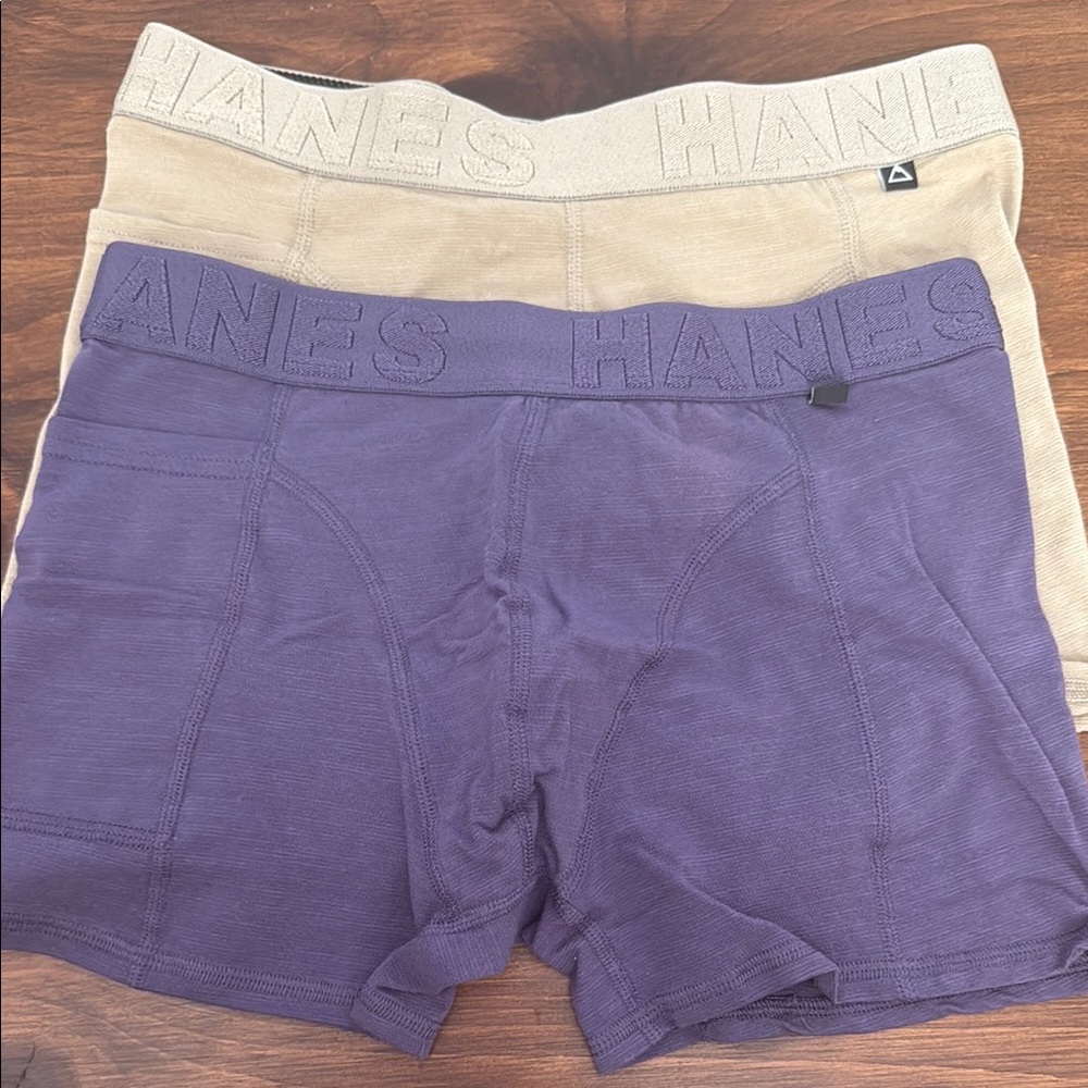 New Hanes Men's Explorer Boxer Briefs - Purple and Tan Medium
